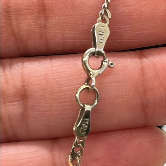 A 10K Vermeil Banded Teardrop Cut CZ Pendant On a Gold Washed Silver Necklace - Picture 4 of 8